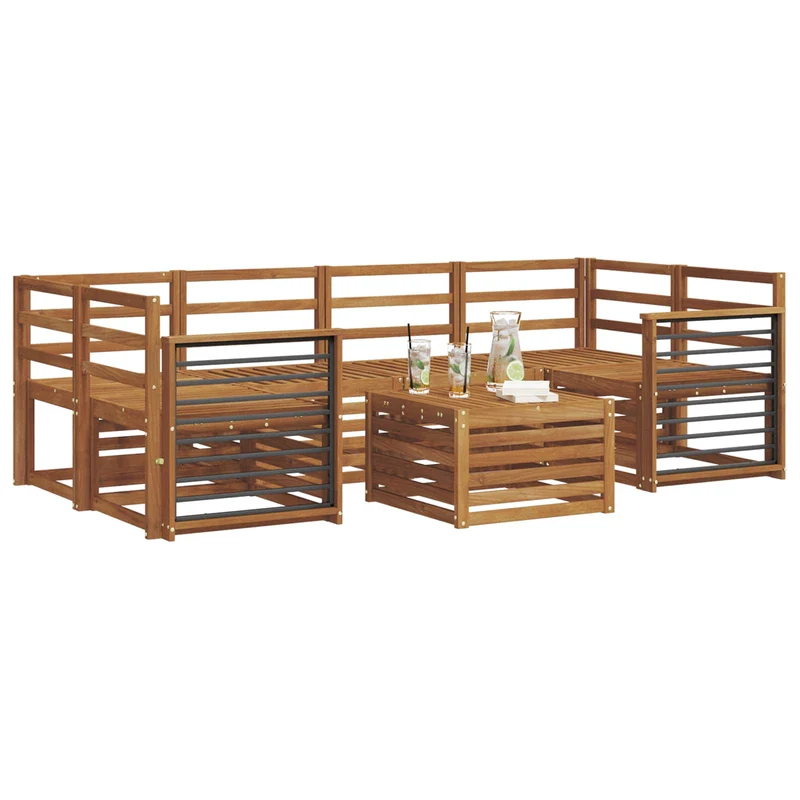 Outdoor Sofa Set 7 pcs Natural Solid Acacia Wood