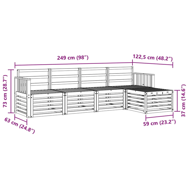 Outdoor Sofa Set 5 pcs Natural