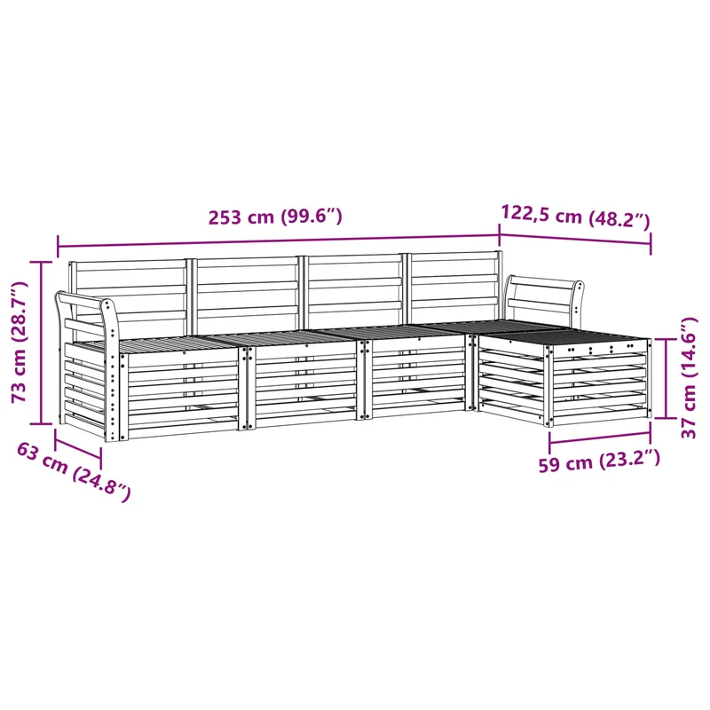Outdoor Sofa Set 5 pcs Natural