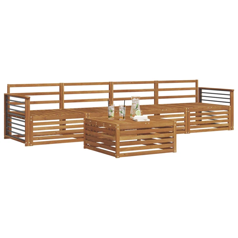 Outdoor Sofa Set 5 pcs Natural Solid Acacia Wood