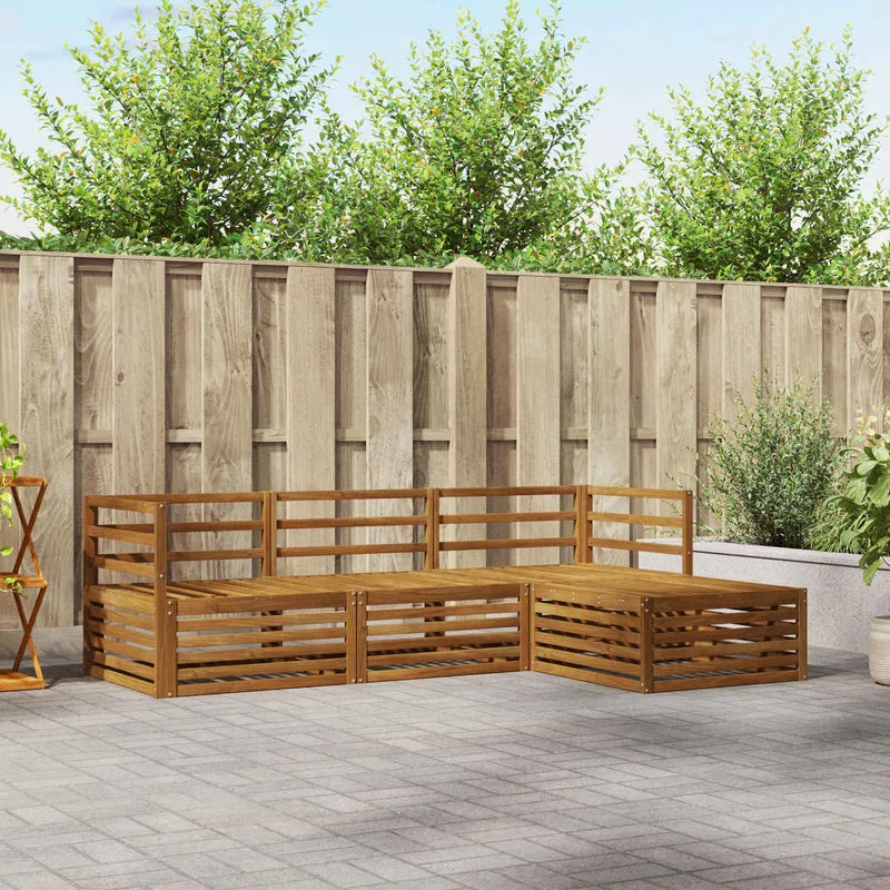 Outdoor Sofa Set 4 pcs Natural Solid Acacia Wood