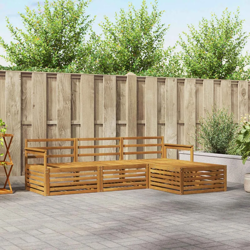 Outdoor Sofa Set 4 pcs Natural Solid Acacia Wood