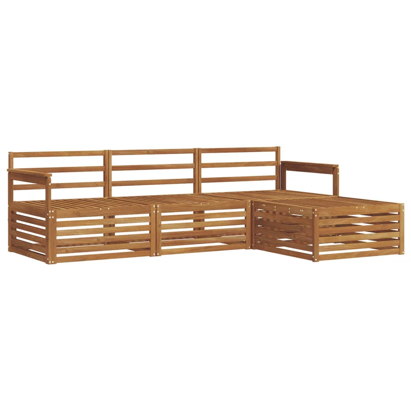 Outdoor Sofa Set 4 pcs Natural Solid Acacia Wood