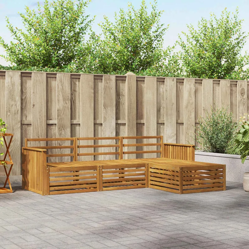Outdoor Sofa Set 4 pcs Natural Solid Acacia Wood