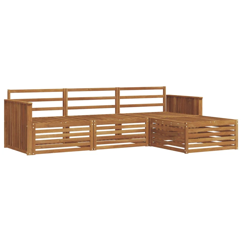 Outdoor Sofa Set 4 pcs Natural Solid Acacia Wood