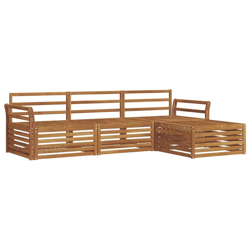 Outdoor Sofa Set 4 pcs Natural Solid Acacia Wood