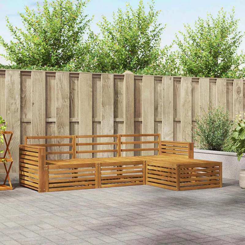 Outdoor Sofa Set 4 pcs Natural Solid Acacia Wood