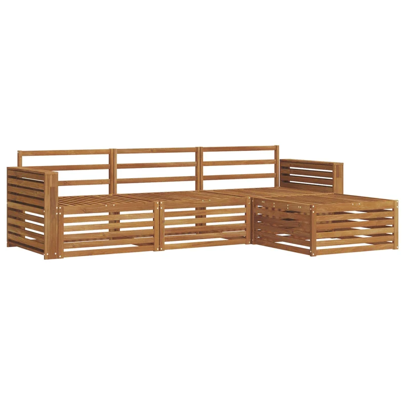 Outdoor Sofa Set 4 pcs Natural Solid Acacia Wood