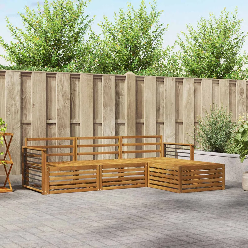 Outdoor Sofa Set 4 pcs Natural Solid Acacia Wood