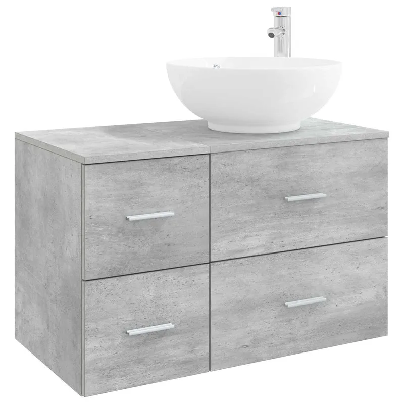 Bathroom Furniture Set 2 pcs Concrete Grey Engineered Wood