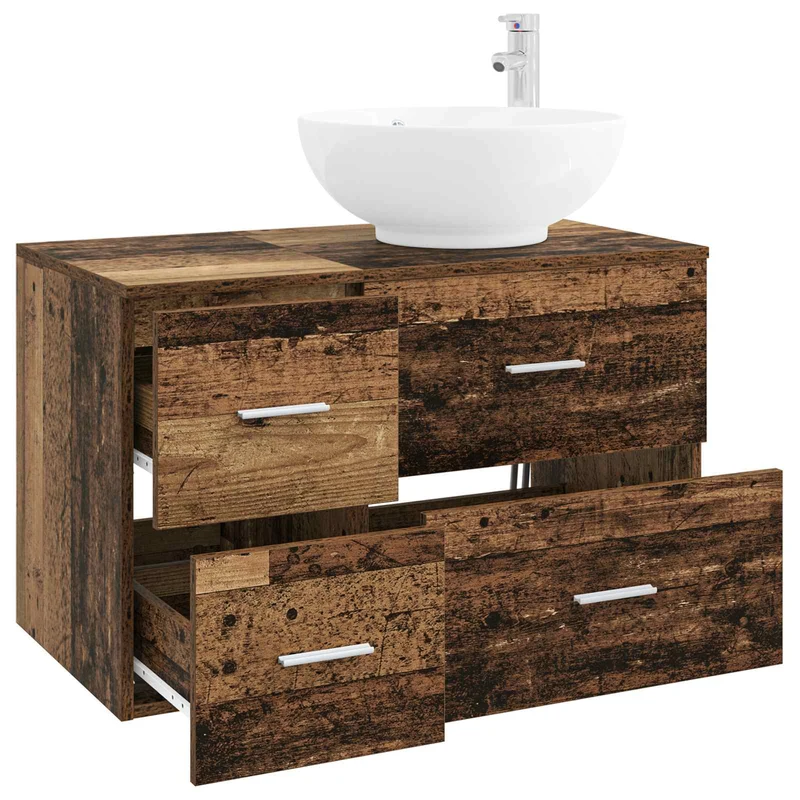 Bathroom Furniture Set 2 pcs Old Wood Engineered Wood