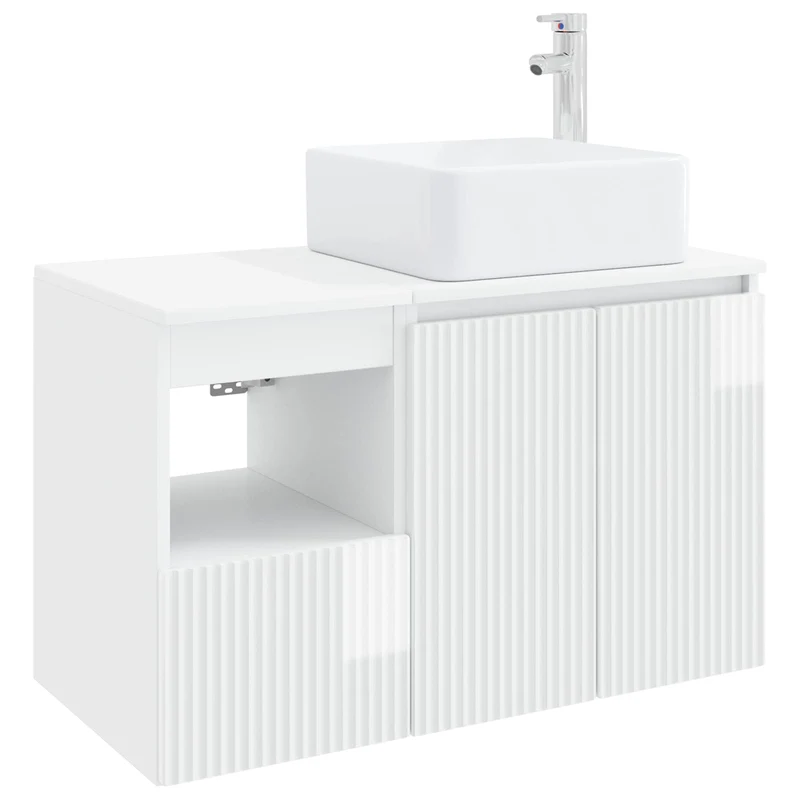 Bathroom Furniture Set 2 pcs High Gloss White Engineered Wood