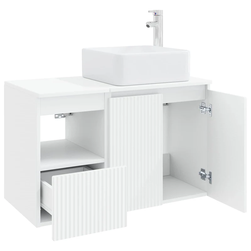 Bathroom Furniture Set 2 pcs High Gloss White Engineered Wood