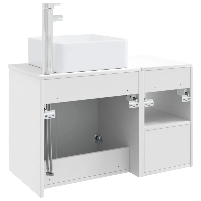 Bathroom Furniture Set 2 pcs High Gloss White Engineered Wood