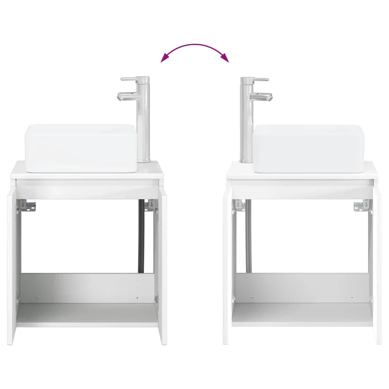 Bathroom Furniture Set 2 pcs High Gloss White Engineered Wood
