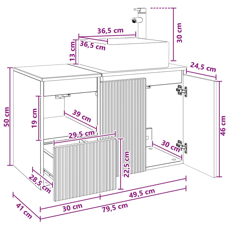 Bathroom Furniture Set 2 pcs High Gloss White Engineered Wood