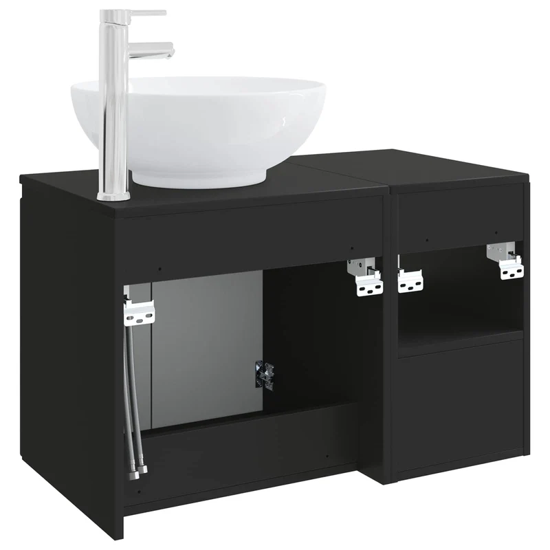 Bathroom Furniture Set 2 pcs Black Engineered Wood