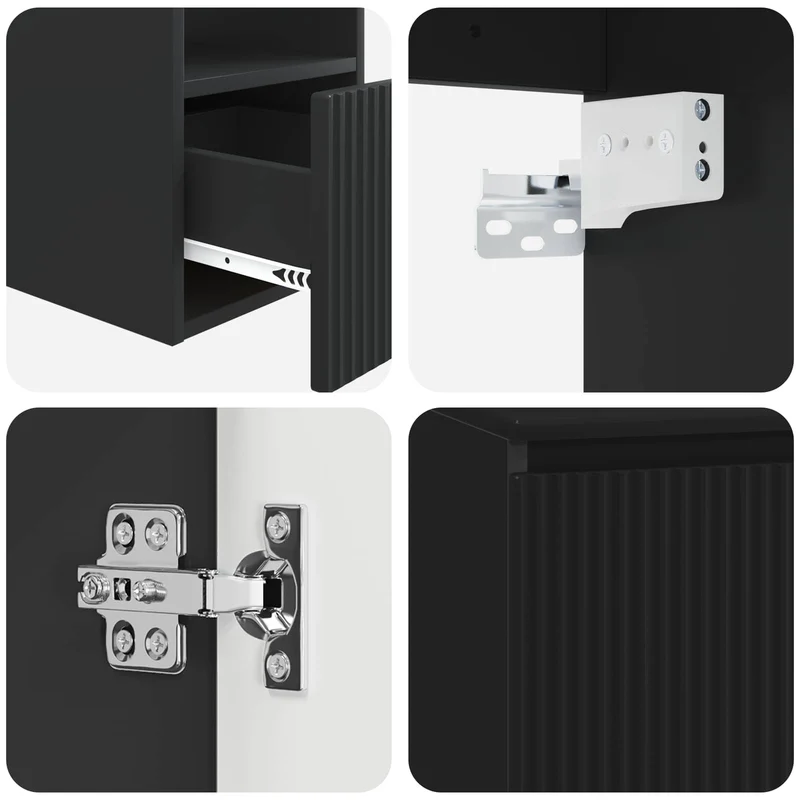 Bathroom Furniture Set 2 pcs Black Engineered Wood