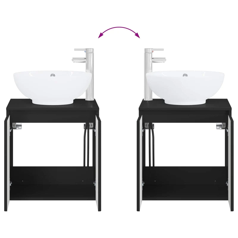 Bathroom Furniture Set 2 pcs Black Engineered Wood