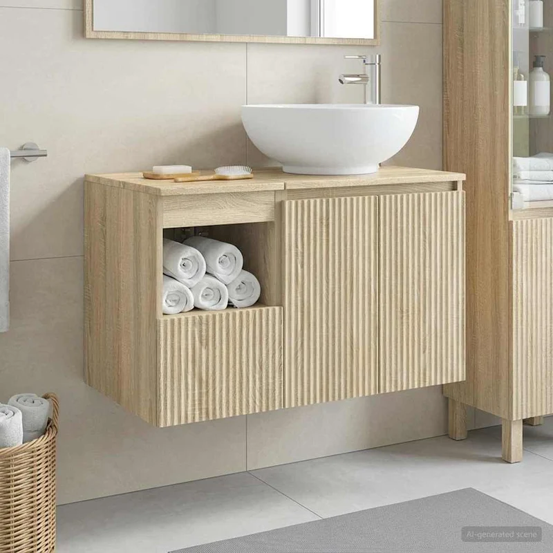 Bathroom Furniture Set 2 pcs Sonoma Oak Engineered Wood