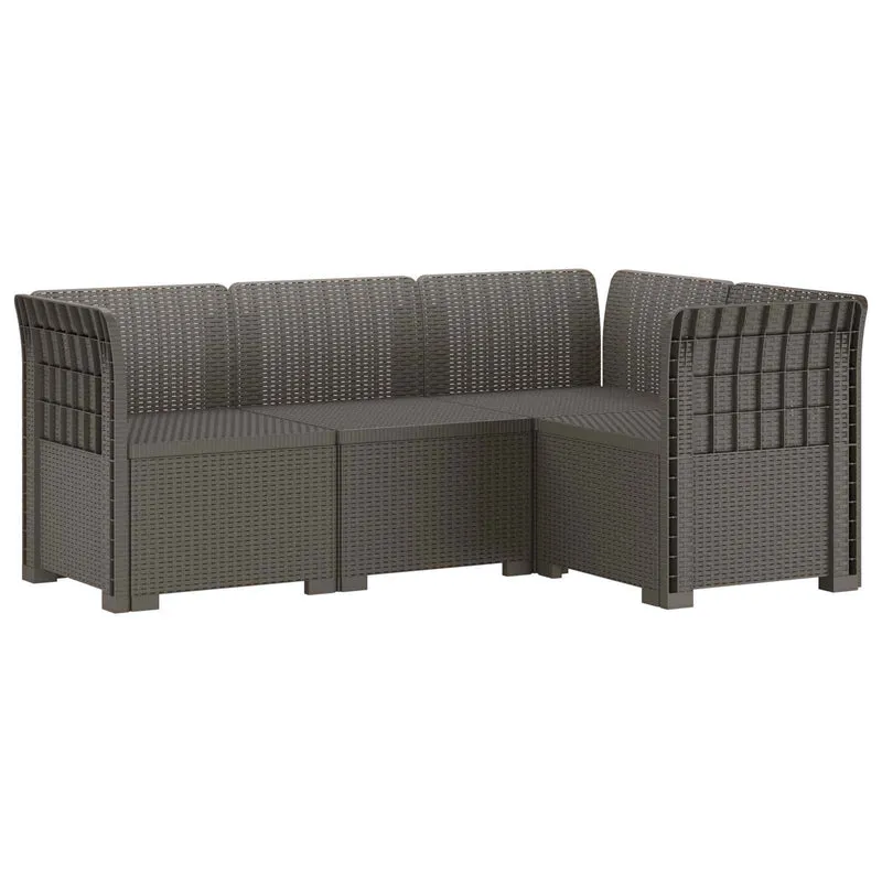4-Seater Garden Sofa Rattan Look PP Light Grey