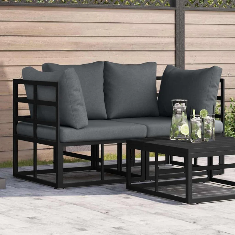 2 pcs Outdoor Furniture Metal Black and Anthracite