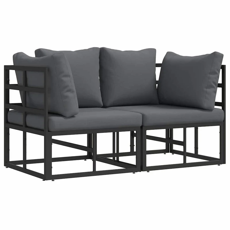 2 pcs Outdoor Furniture Metal Black and Anthracite