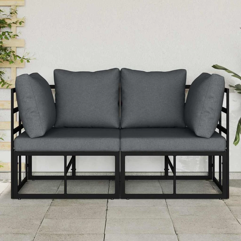2 pcs Outdoor Furniture Metal Black and Anthracite