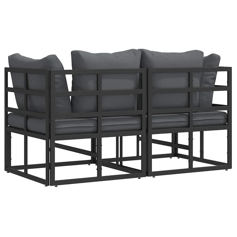 2 pcs Outdoor Furniture Metal Black and Anthracite