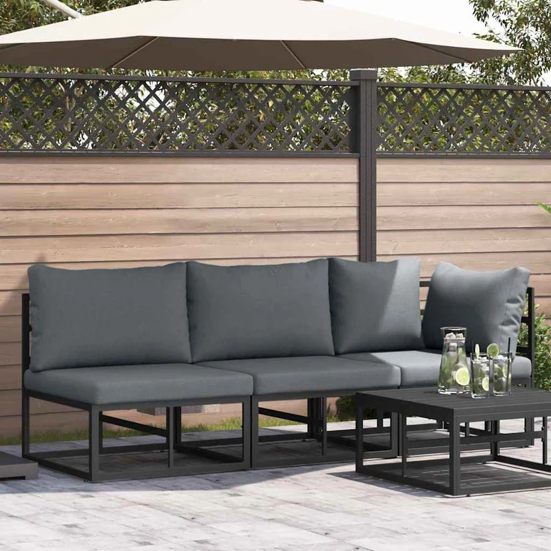 3 pcs Outdoor Furniture Metal Black and Anthracite