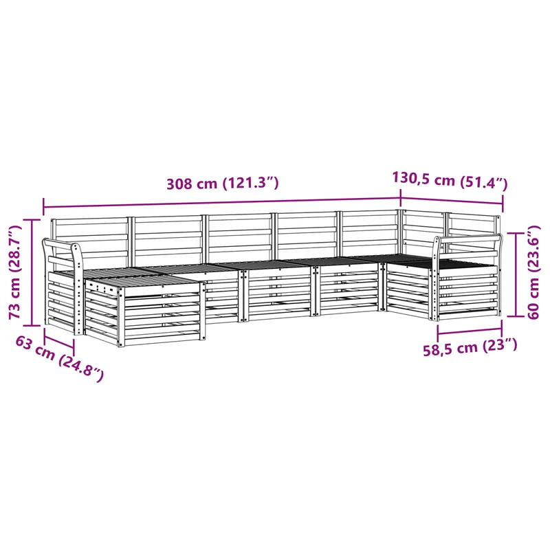 Outdoor Sofa Set 7 pcs Natural