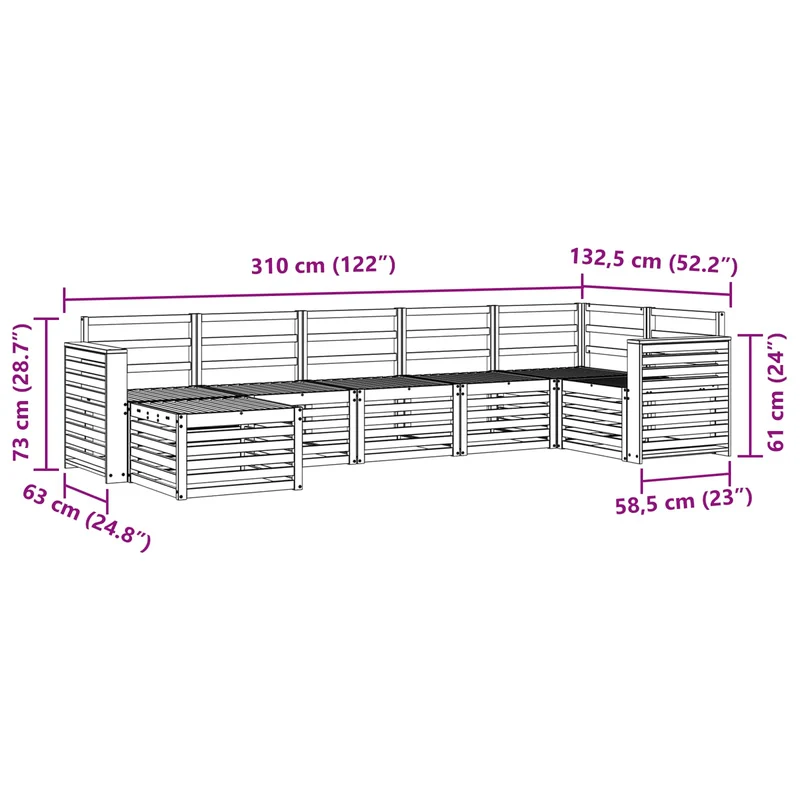 Outdoor Sofa Set 7 pcs Natural
