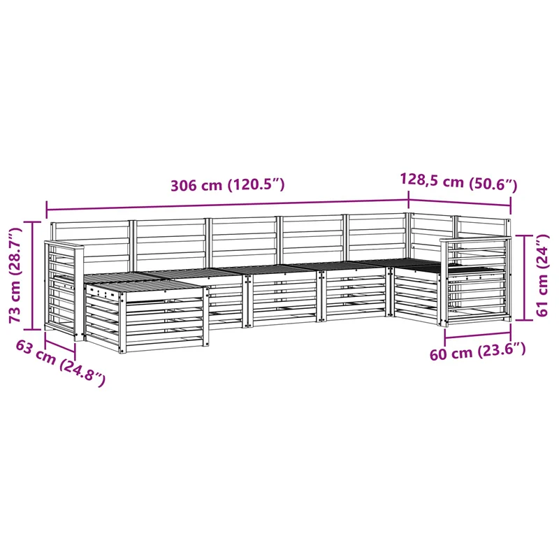 Outdoor Sofa Set 7 pcs Natural
