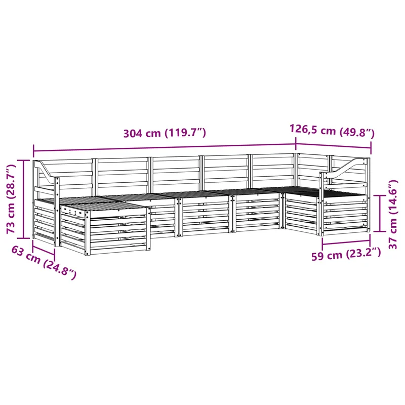 Outdoor Sofa Set 7 pcs Natural