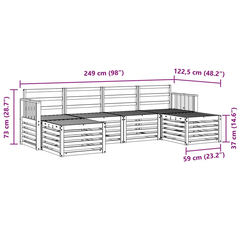 Outdoor Sofa Set 6 pcs Natural