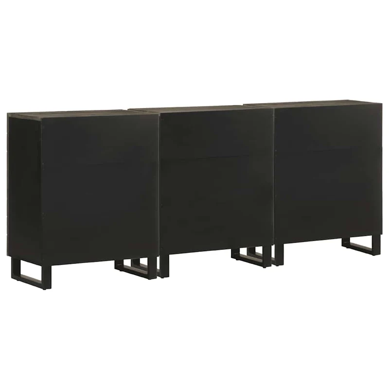 3 Piece Sideboards Black 60x33x75 cm Solid Wood Mango