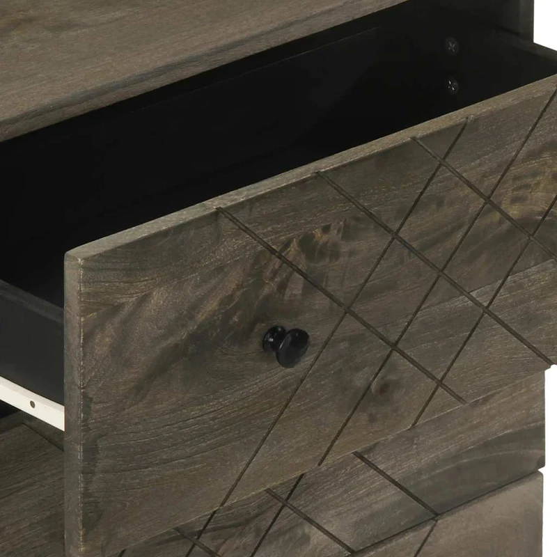 3 Piece Sideboards Black 60x33x75 cm Solid Wood Mango