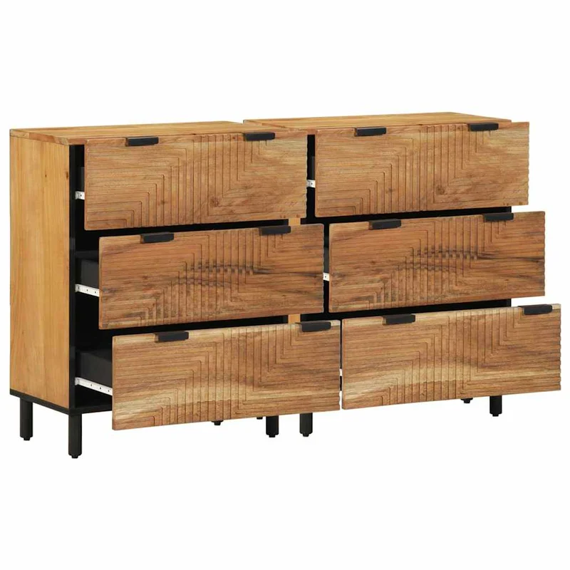 Sideboard Set 2 pcs 120 x 33 x 75 cm Solid Acacia Wood Natural