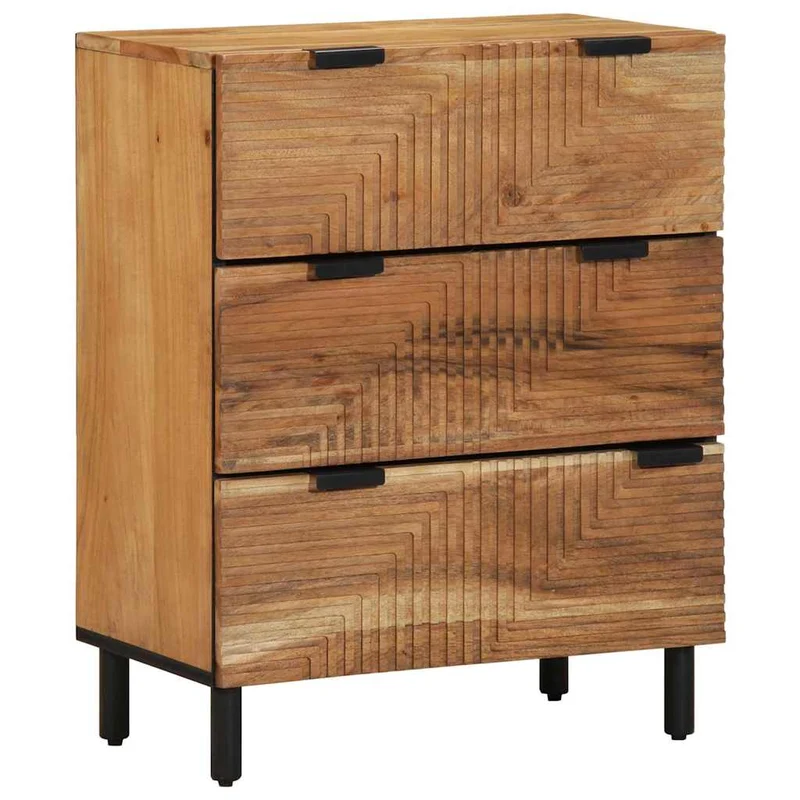 Sideboard Set 2 pcs 120 x 33 x 75 cm Solid Acacia Wood Natural
