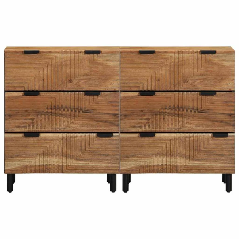 Sideboard Set 2 pcs 120 x 33 x 75 cm Solid Acacia Wood Natural