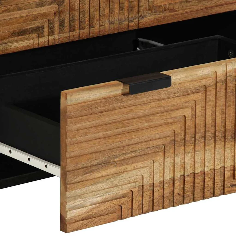 Sideboard Set 2 pcs 120 x 33 x 75 cm Solid Acacia Wood Natural