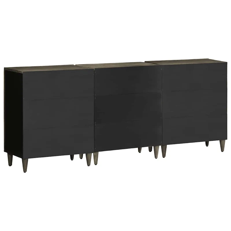 3 Piece Sideboards Light Grey 60x33,5x75 cm Solid Wood Mango