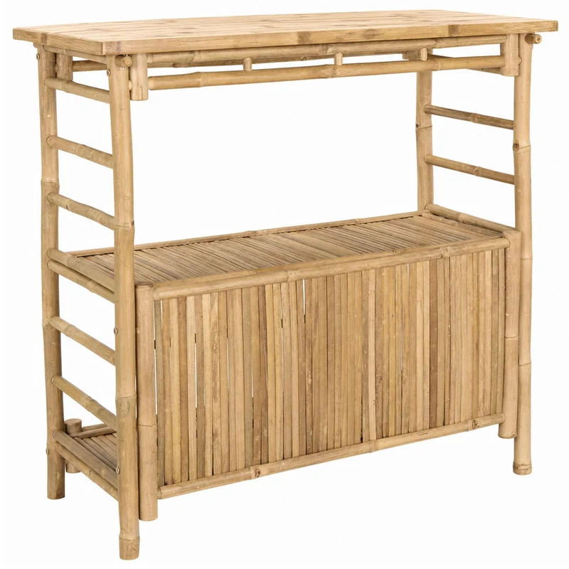 Outdoor Bar Table and Stools 3 pcs 2-Seaters Natural Bamboo