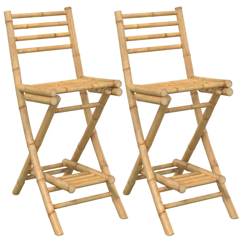 Outdoor Bar Table and Stools 3 pcs 2-Seaters Natural Bamboo