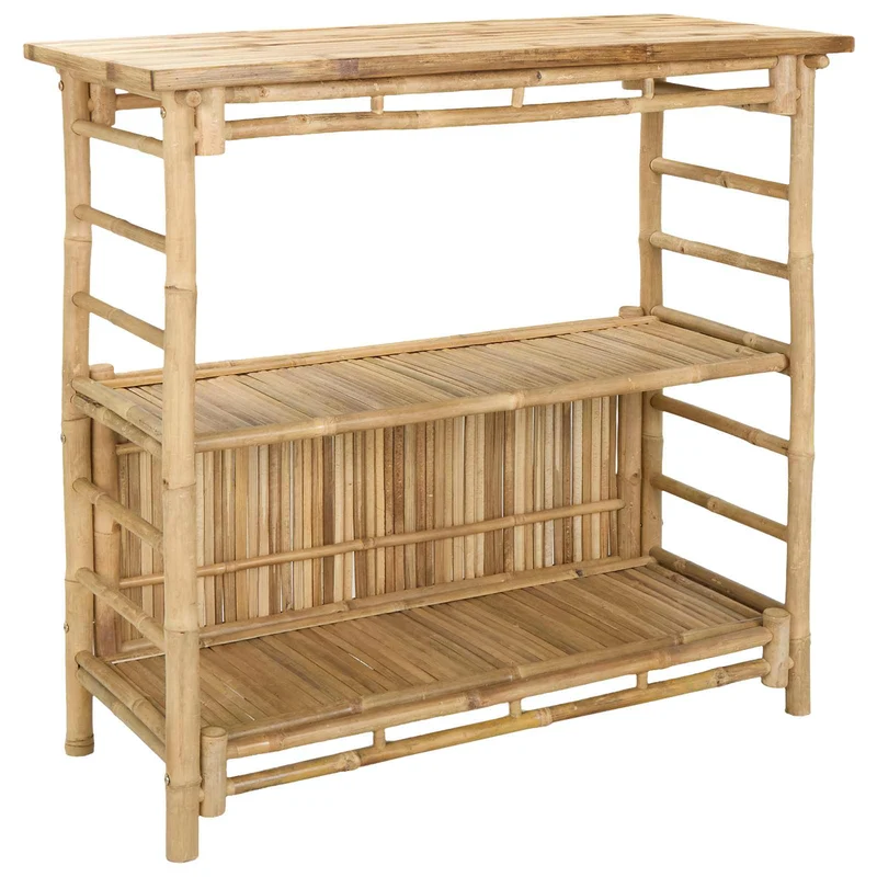 Outdoor Bar Table and Stools 3 pcs 2-Seaters Natural Bamboo
