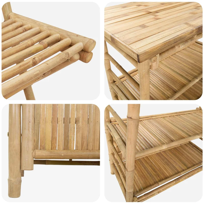 Outdoor Bar Table and Stools 3 pcs 2-Seaters Natural Bamboo