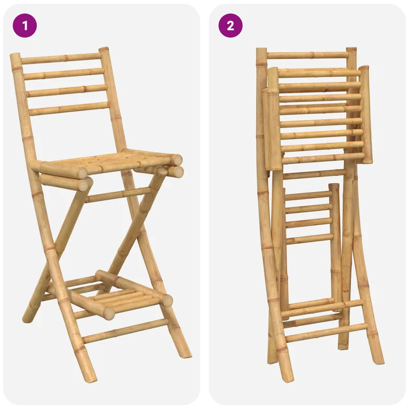 Outdoor Bar Table and Stools 3 pcs 2-Seaters Natural Bamboo