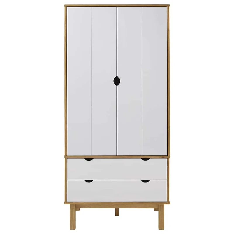 Wardrobe "OTTA" Brown and White 76,5x53x172 cm Solid Wood Pine