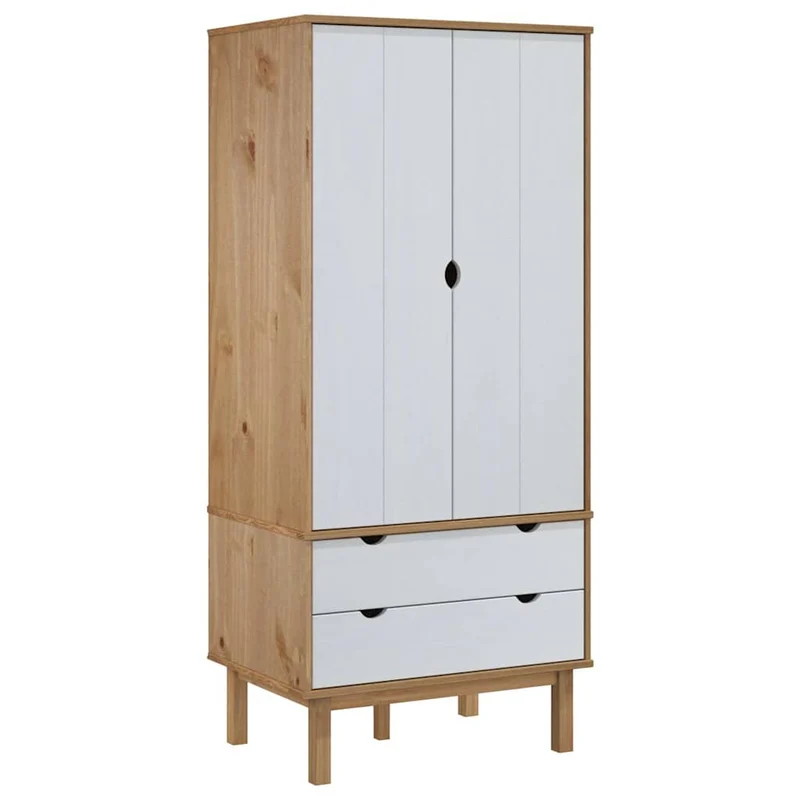 Wardrobe "OTTA" Brown and White 76,5x53x172 cm Solid Wood Pine