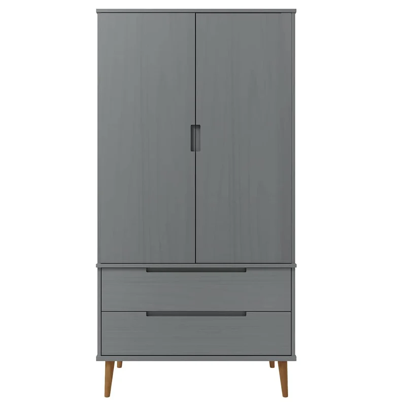 Wardrobe "MOLDE" Grey 90x55x175 cm Solid Wood Pine